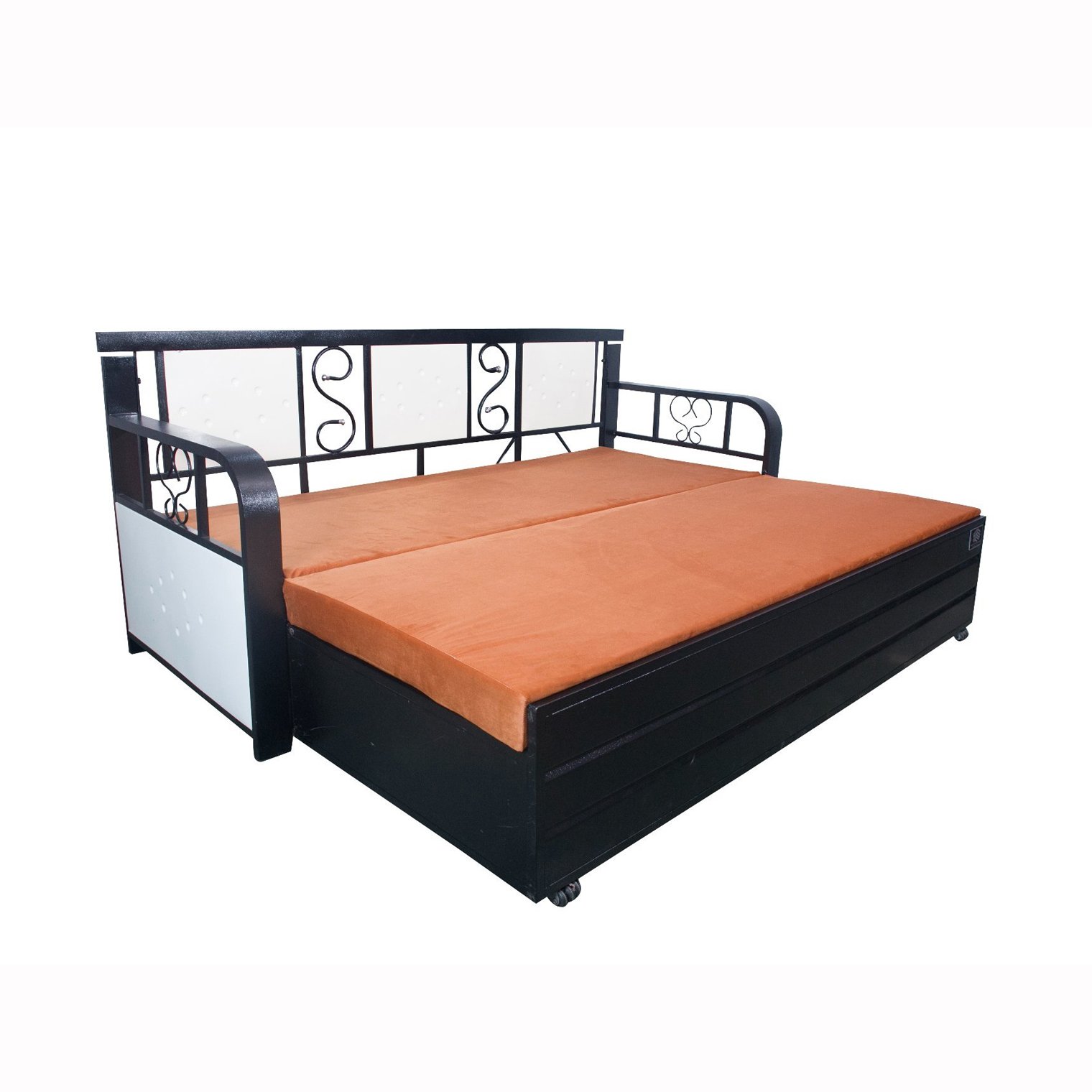 Metal Sofacumbed Wooden Finish